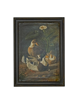  19th Century Ducks in Marsh Oil Painting Weston Table 