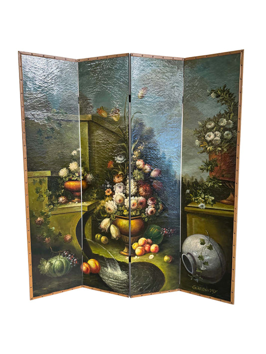 Vintage 19th Century French Hand Painted Folding Screen