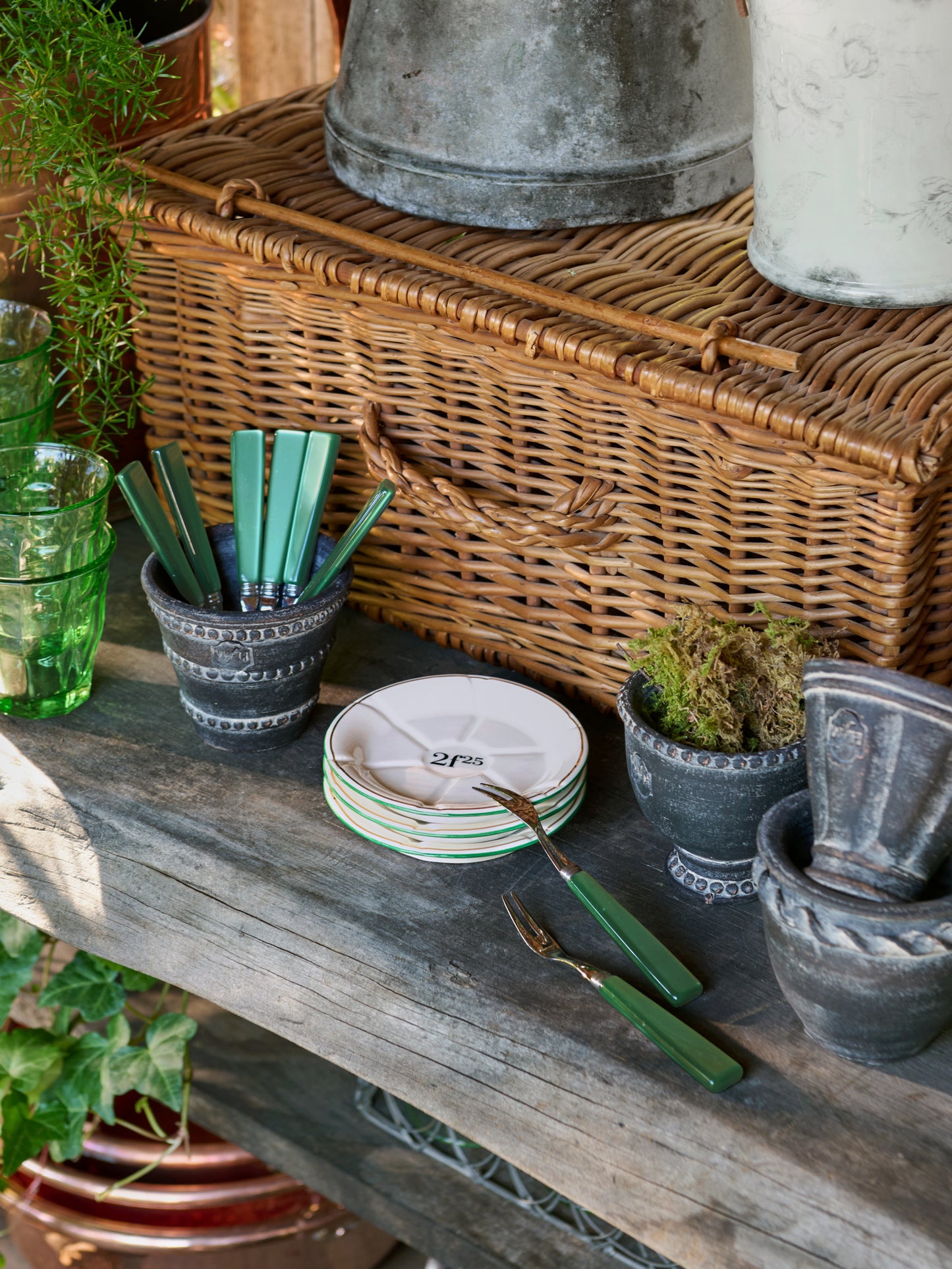 Absinthe Coasters Green & Gold Weston Table