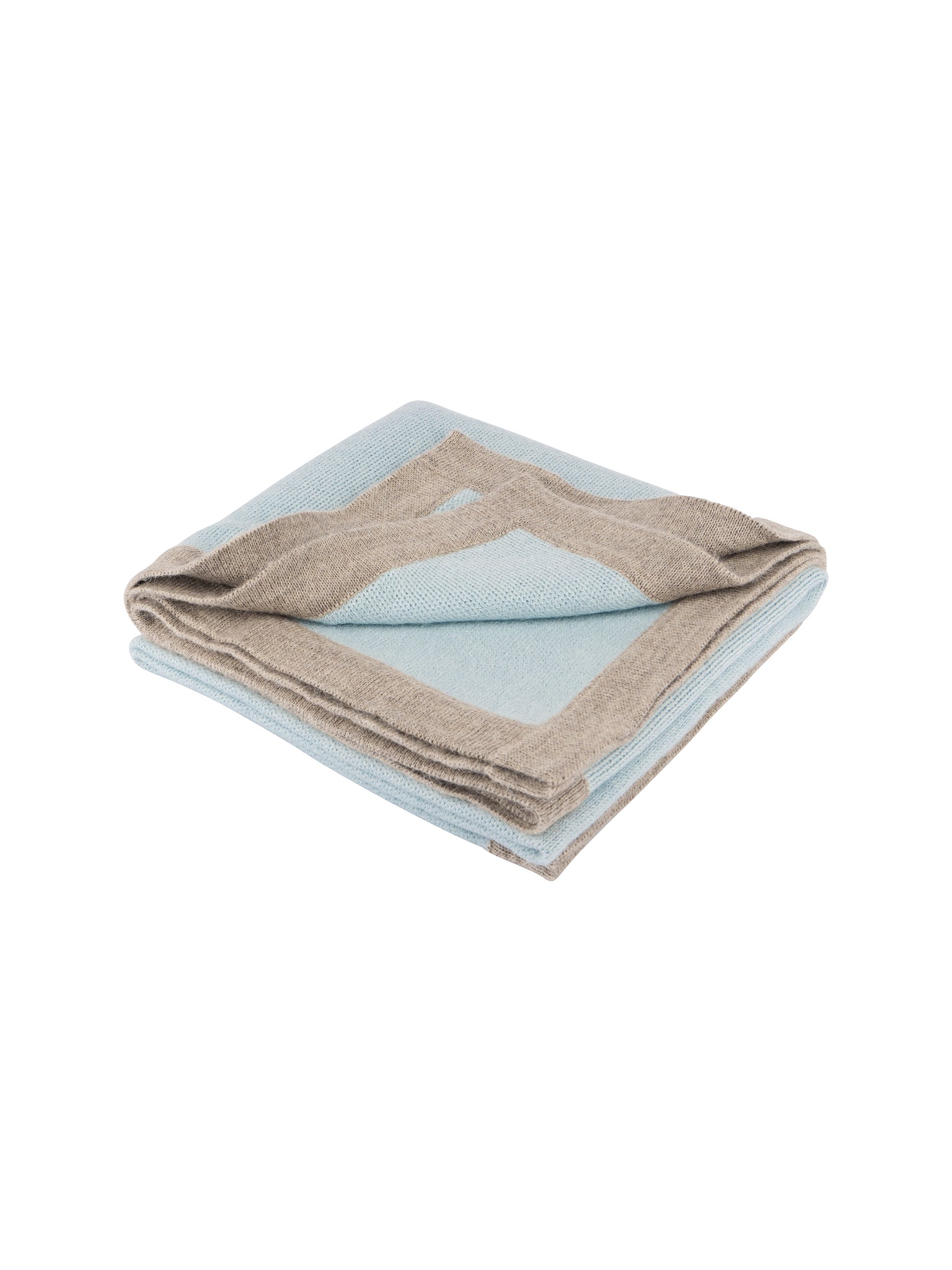 Alicia Adams Alpaca Border Baby Blanket Blue and Light Taupe Weston Table