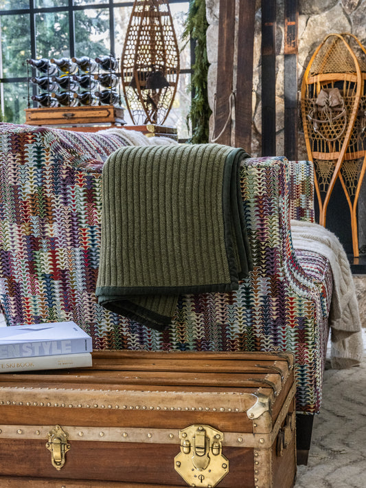Alicia Adams Alpaca Forest Green Rib Throw Weston Table