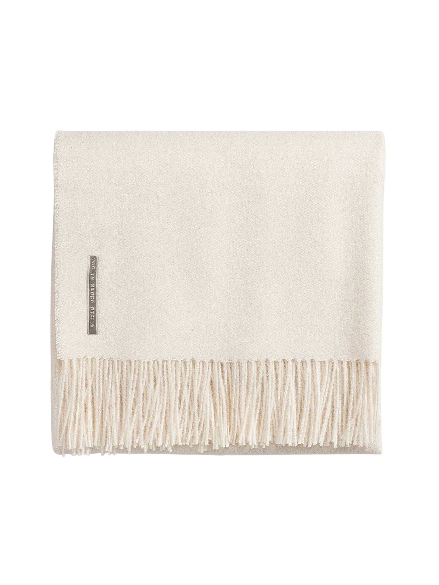 Alicia Adams Alpaca Solid Ivory Classic Throw Weston Table