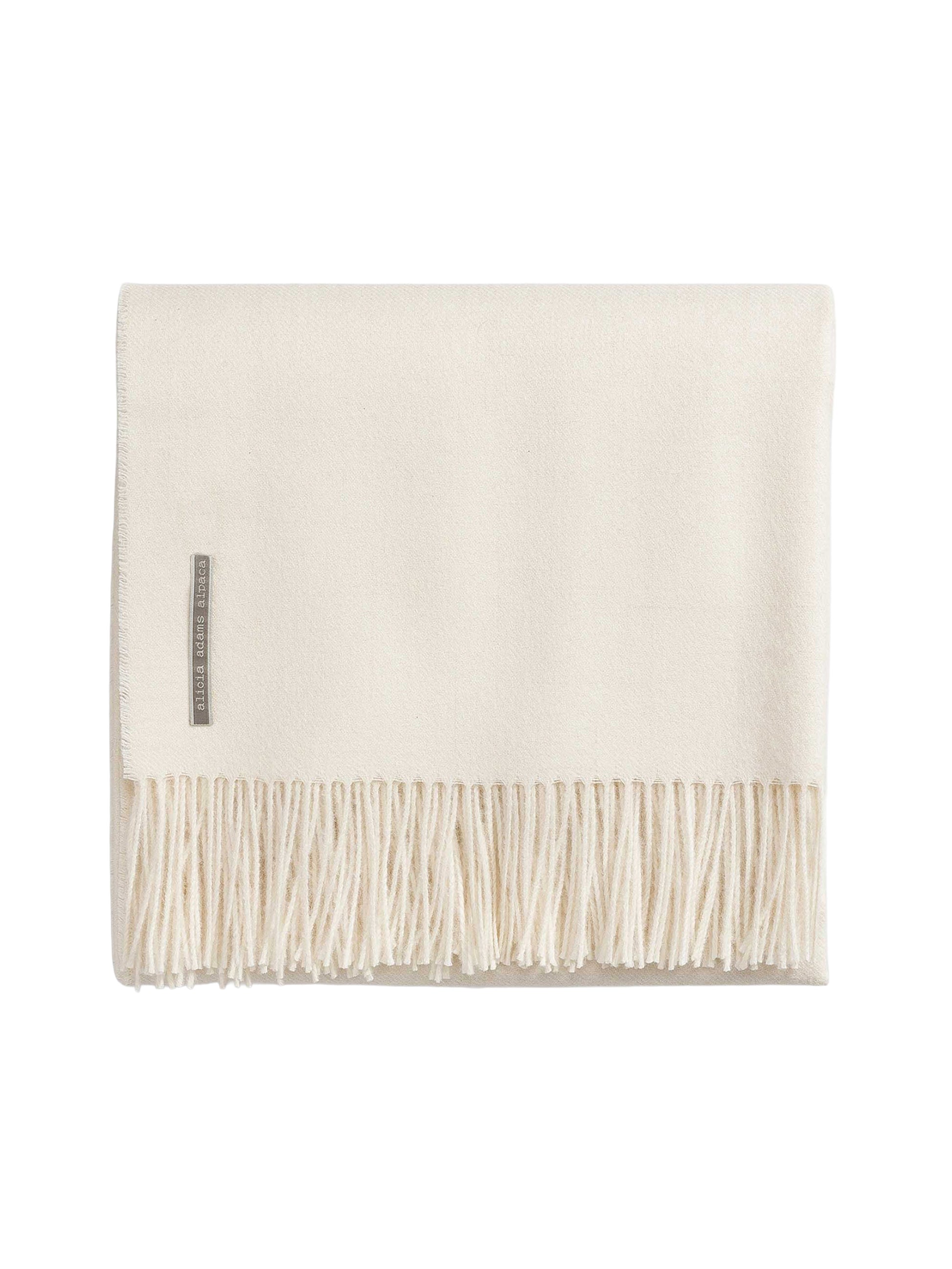 Alicia Adams Alpaca Solid Ivory Classic Throw Weston Table