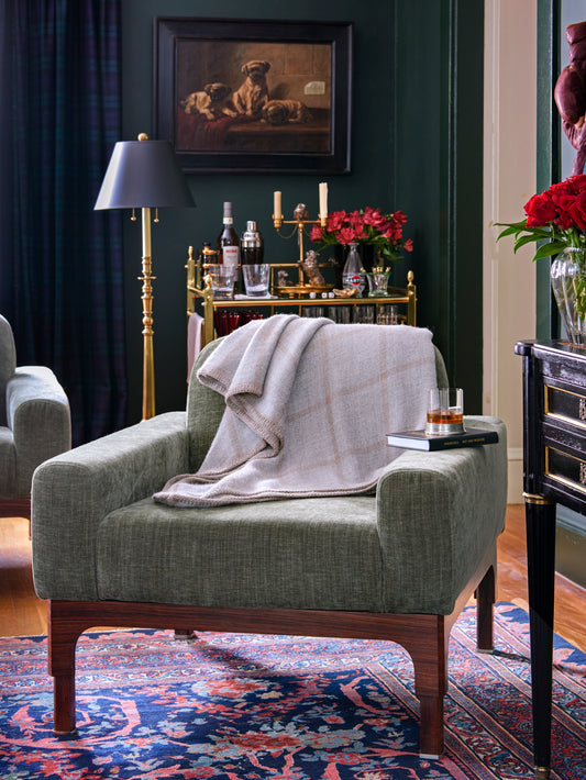 Alicia Adams Alpaca Graydon Light Gray and Taupe Throw Weston Table