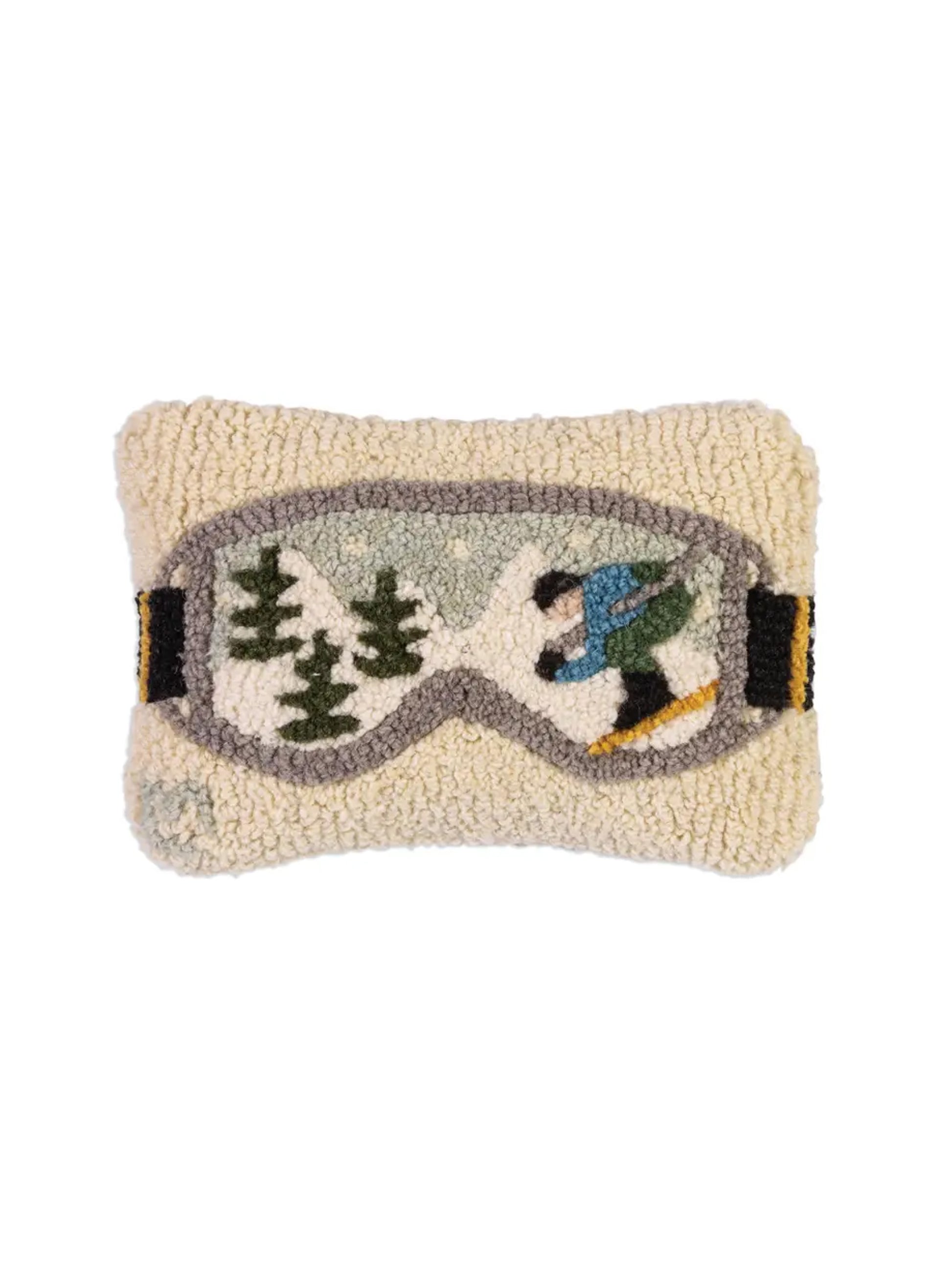 Alpine Ski Goggles Hooked Wool Pillow Weston Table