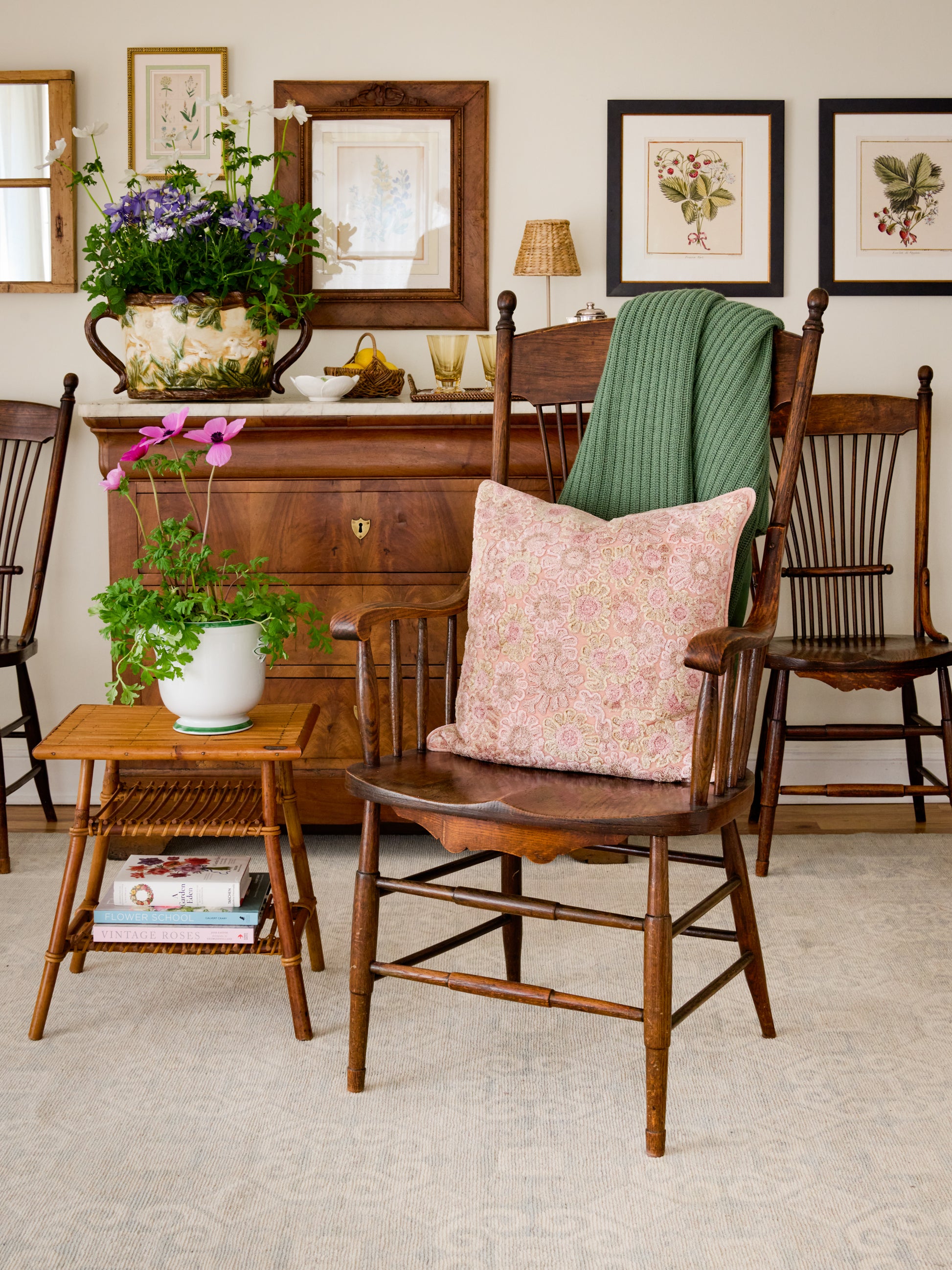 Anke Drechsel Embroidered Anouk Pillow Rose Quartz Weston Table