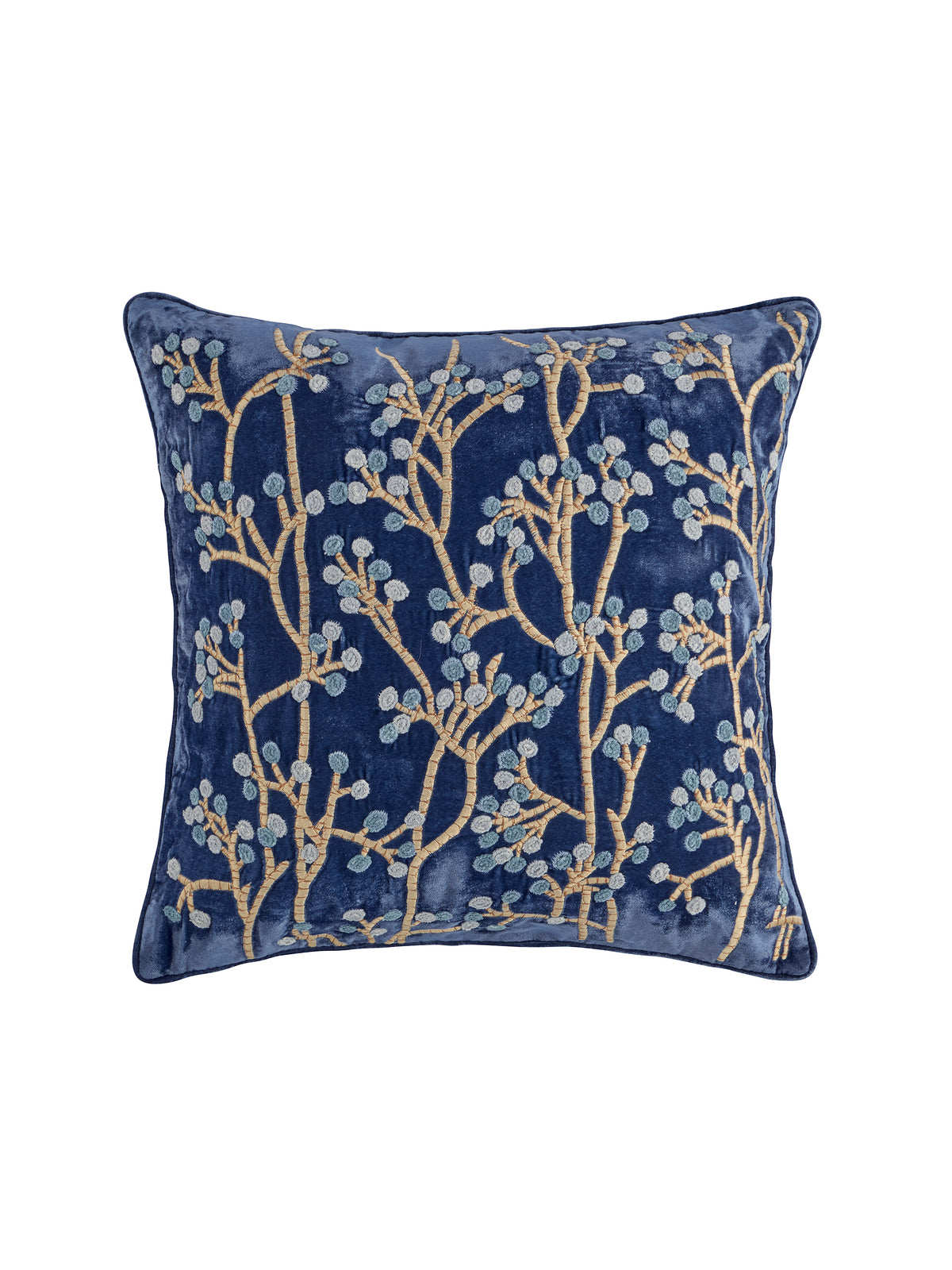 Anke Drechsel Embroidered Berries Cobalt Pillow Weston Table
