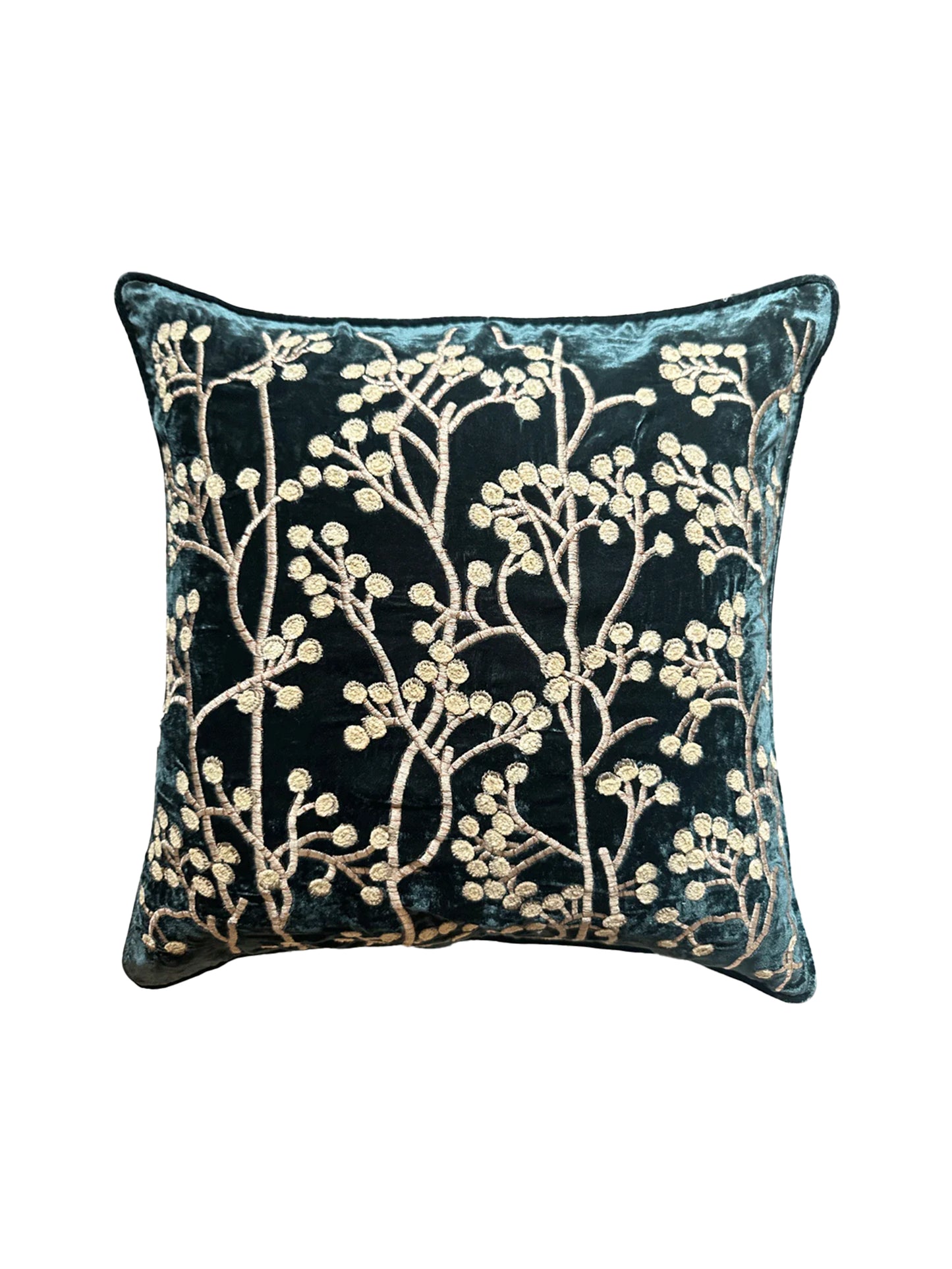 Anke Drechsel Embroidered Berries and Twigs Pillow Weston Table