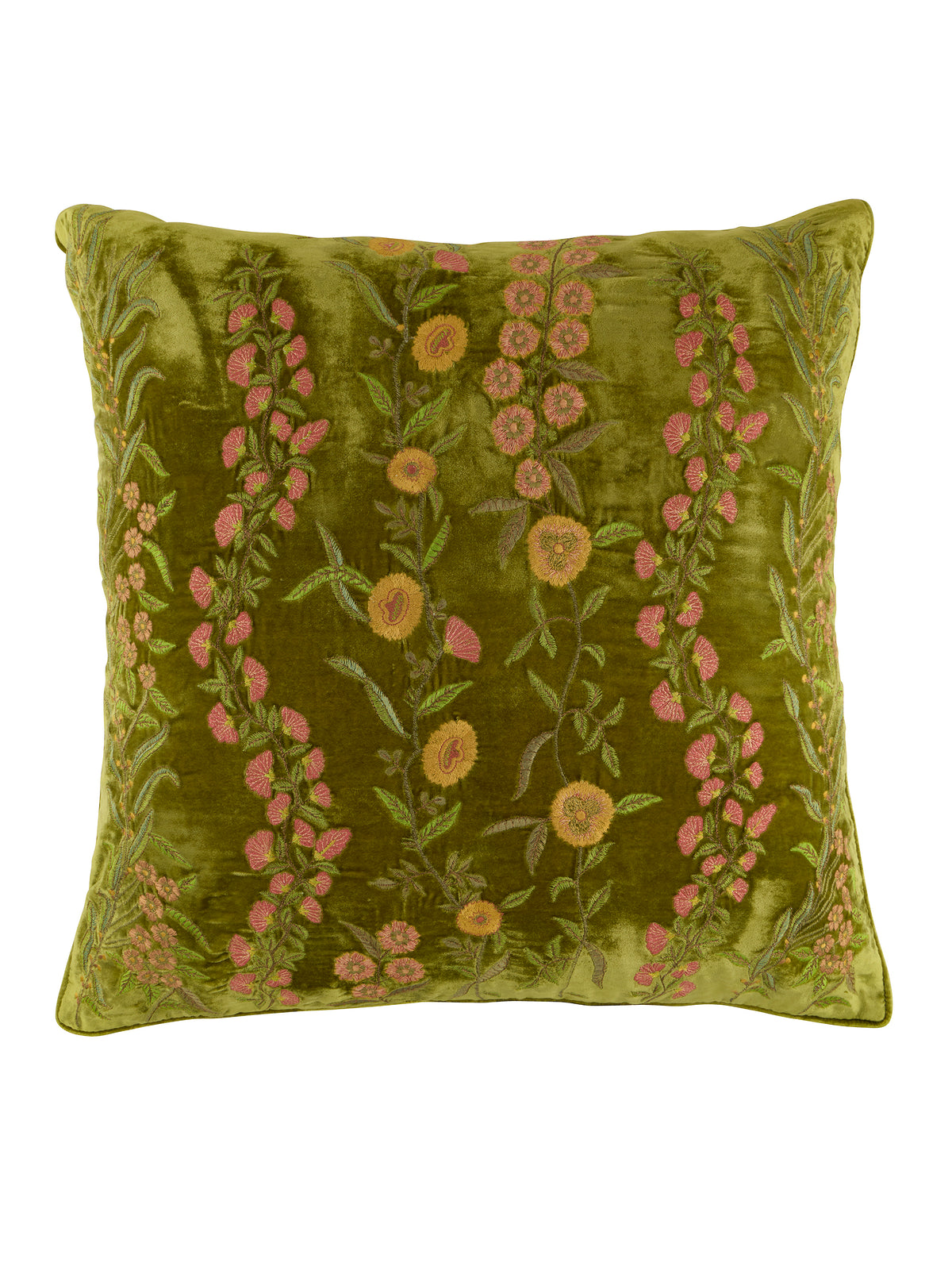 Anke Drechsel Embroidered Garden Foliate Green Pillow Weston Table