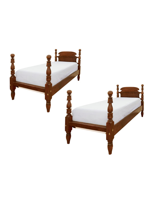 Antique Ball & Bell Maple Twin Size Beds Set of Two Weston Table