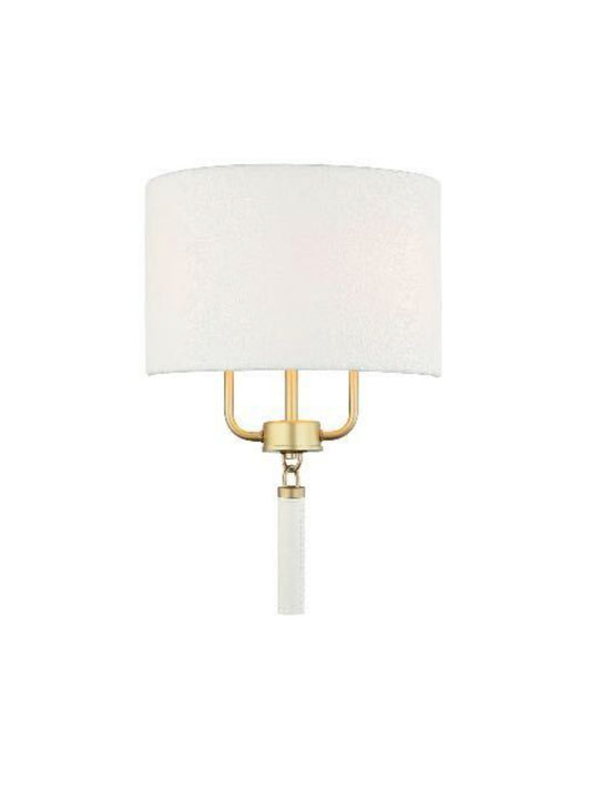 Art Deco Matte Gold Sconce with Leather Trim Weston Table 