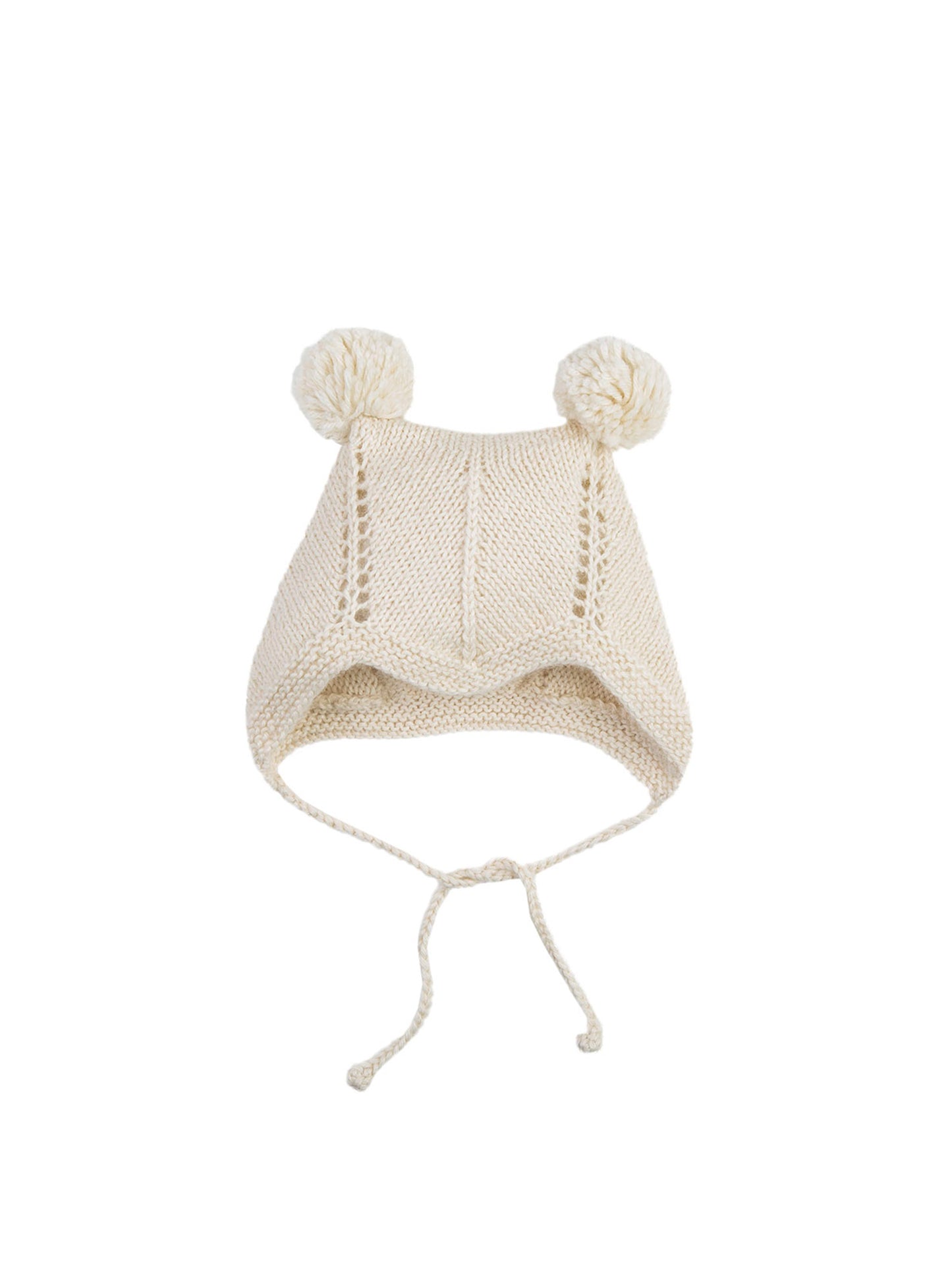 Baby Alpaca Cream Bonnet with Pompoms Weston Table