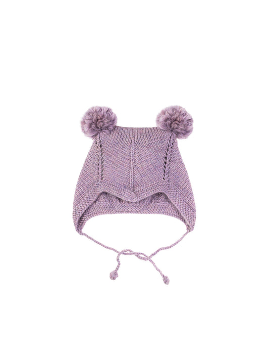 Baby Alpaca Lilac Bonnet with Pompoms Weston Table