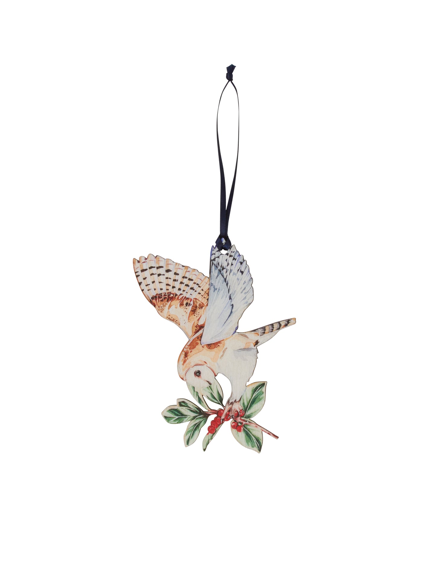 Barn Owl Watercolor Birchwood Ornament Weston Table