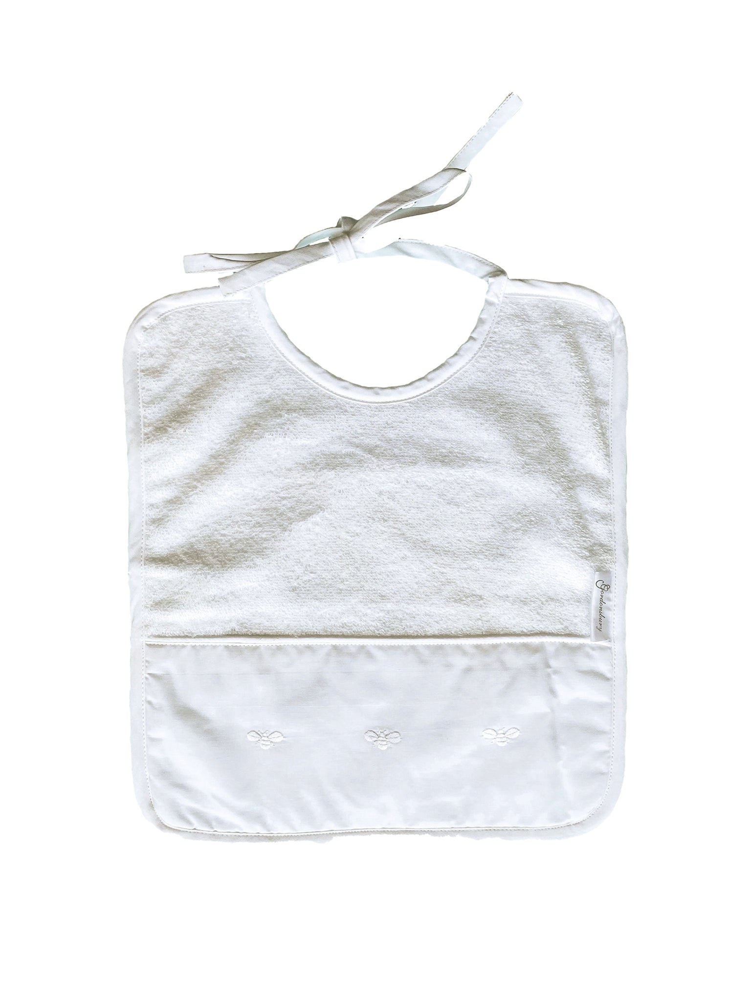 Bees Embroidered White Terry Bib Weston Table