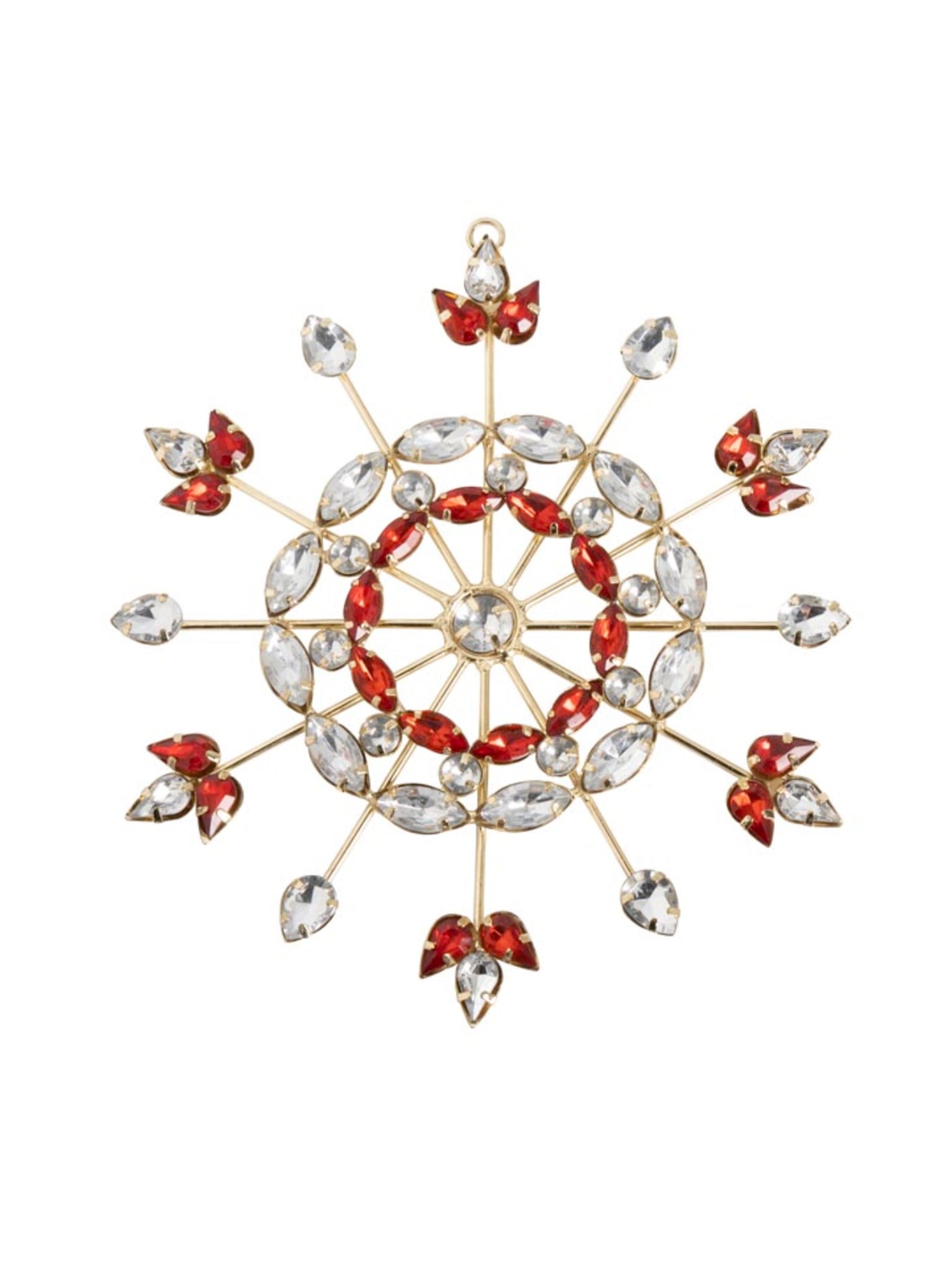 Bejeweled Christmas Red Snowflake Ornament Sunburst Weston Table