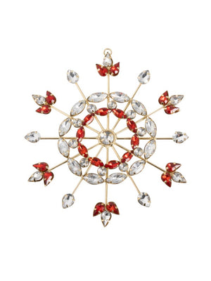  Bejeweled Christmas Red Snowflake Ornament Sunburst Weston Table 