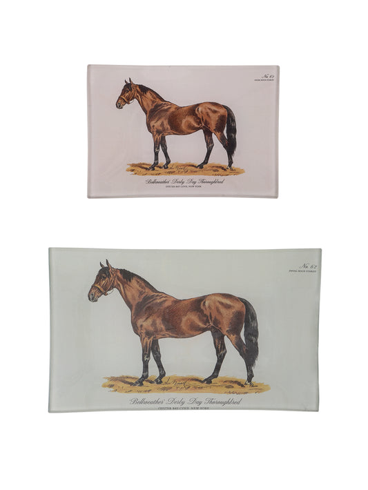 Bellweather Derby Day Thoroughbred Decoupage Tray 4x6 Weston Table