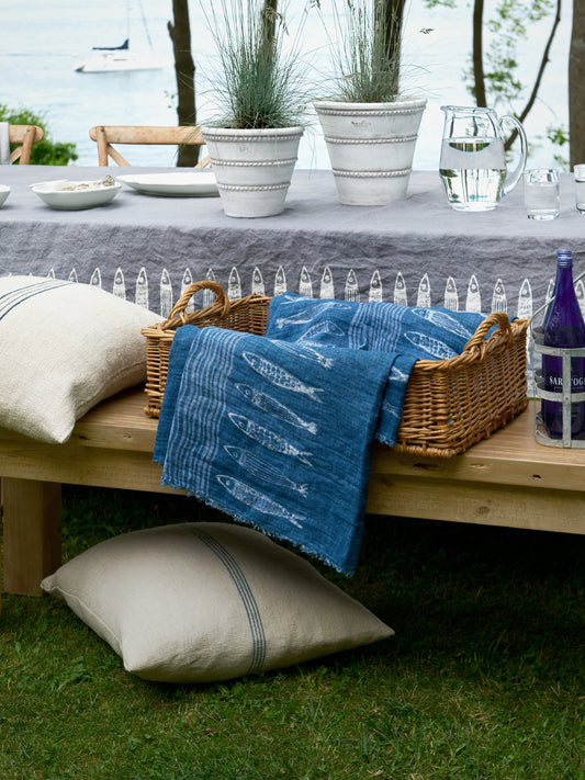 Bertozzi Fish Blue Linen Throw Weston Table