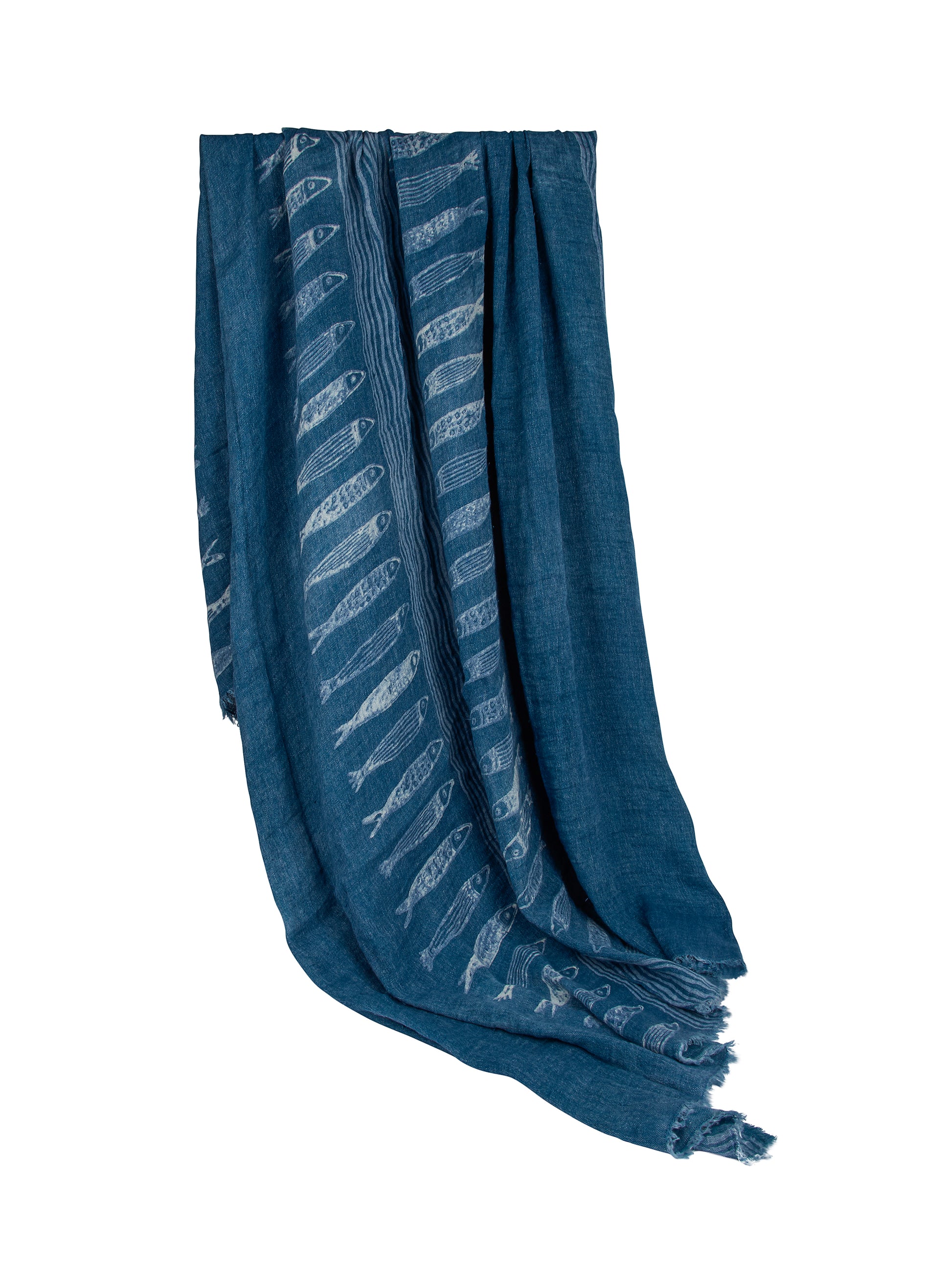 Bertozzi Fish Blue Linen Throw Weston Table