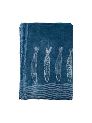  Bertozzi Fish Blue Linen Throw Weston Table 