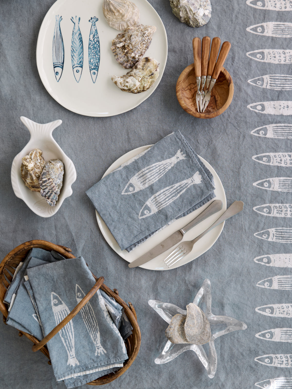 Bertozzi Fish Chambray Linen Collection Weston Table