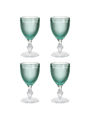  Bicos Bicolor Green Goblets Set of Four Weston Table 