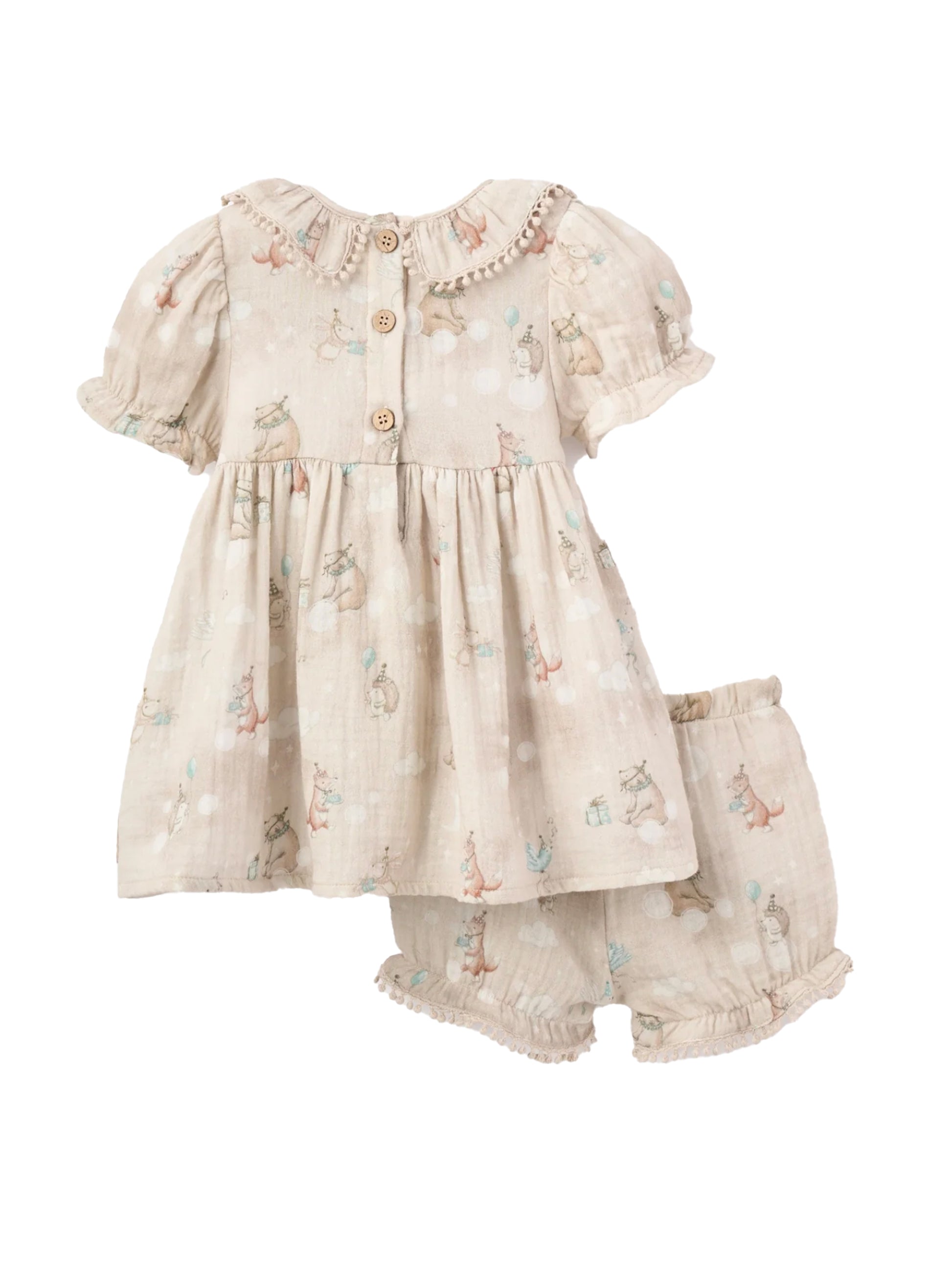 Birthday Bear Organic Cotton Dress & Bloomers Back Weston Table
