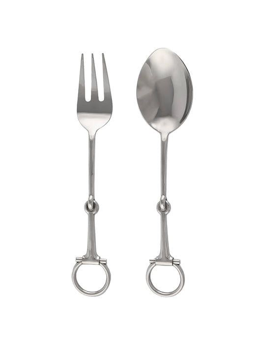Bit Matte Silver Serving Fork and Spoon Weston Table