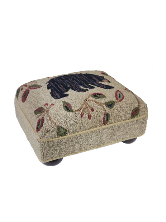 Black Bear Hooked Wool Footstool Weston Table