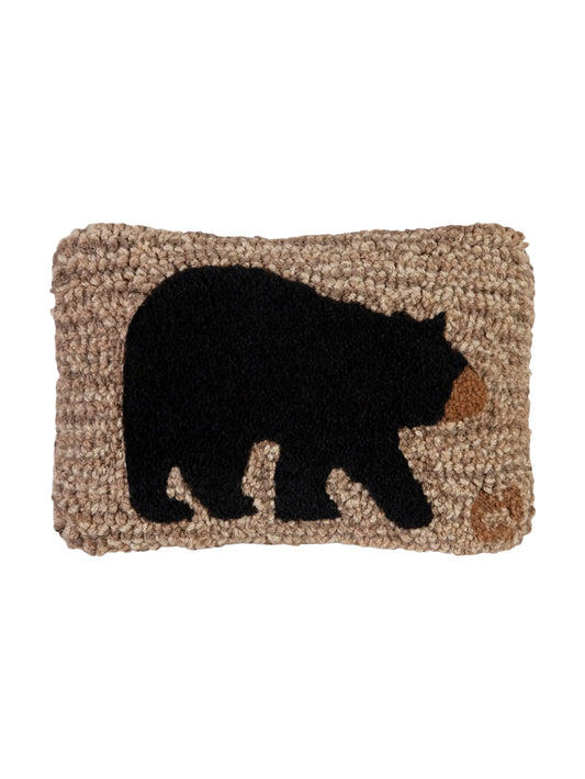 Black Bear On Tweed Hooked Wool Pillow Weston Table