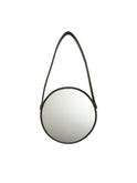 Black Leather Round Hanging Mirror Small Weston Table