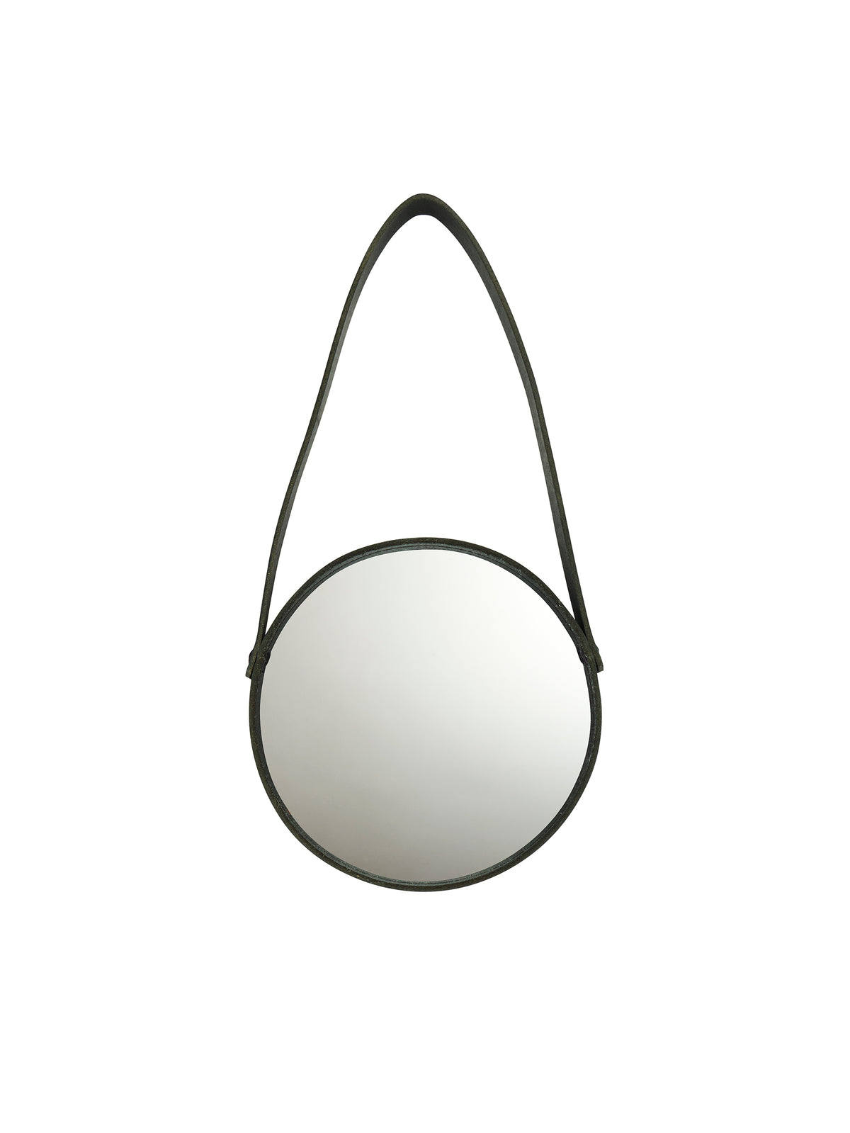 Black Leather Round Hanging Mirror Small Weston Table