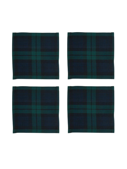 Black Watch Tartan Linen Cocktail Napkins Weston Table