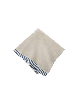  Blue and White Stripe Flax Linen Napkin Set 