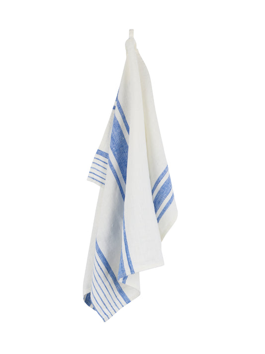 Blue and White Linen Kitchen Towels Set of Two Weston Table