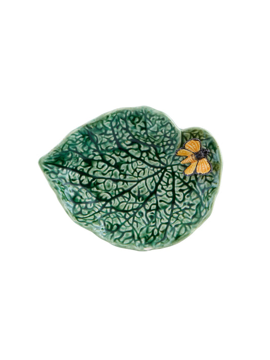 Bordallo Pinheiro Begonia Leaf with Butterfly Plate Weston Table