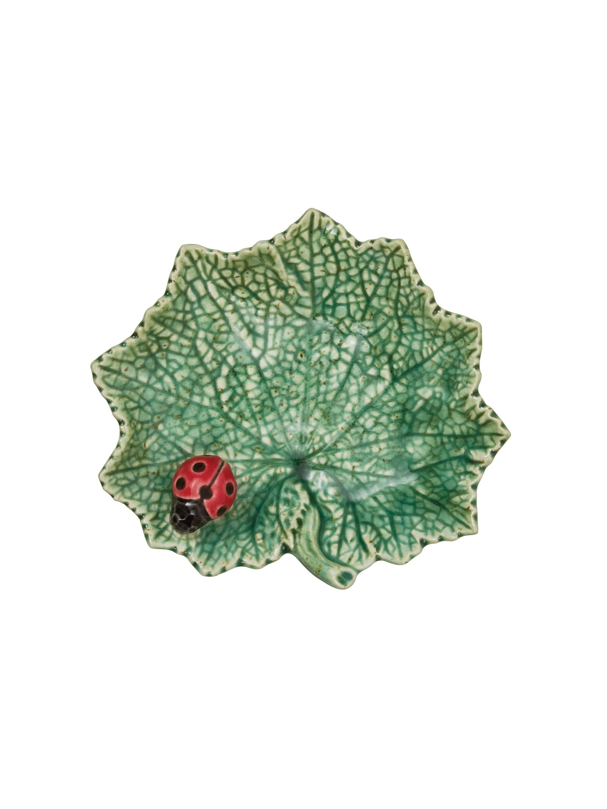 Bordallo Pinheiro Ragwort Leaf with Ladybug Plate Weston Table