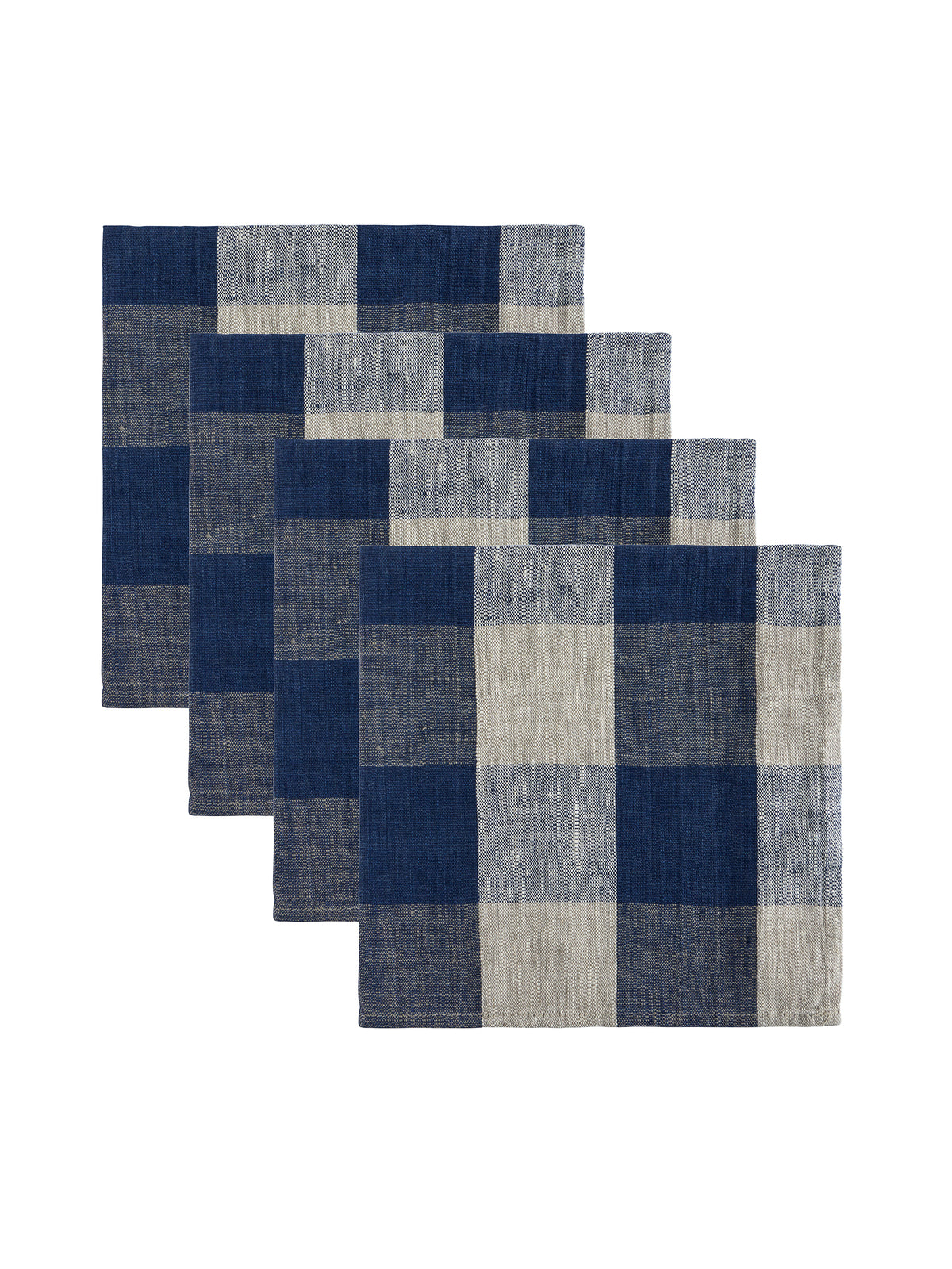 Boston Navy Check Linen Collection Napkins Set of Four Weston Table
