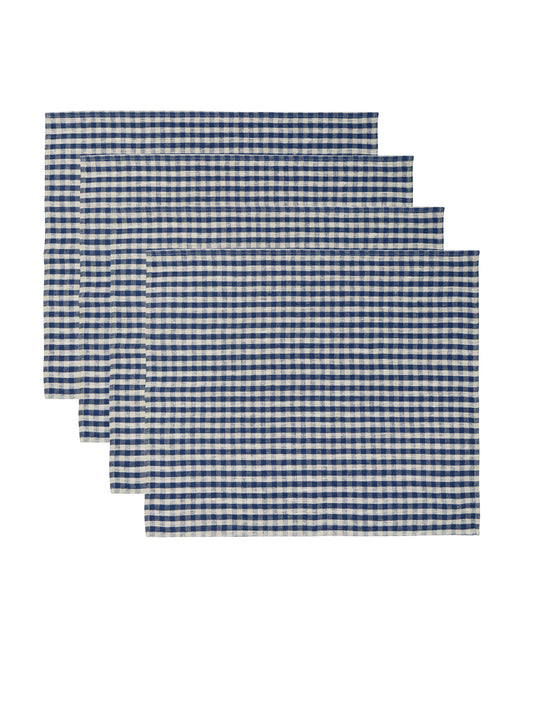Boston Navy Gingham Linen Collection Napkins Set of Four Weston Table