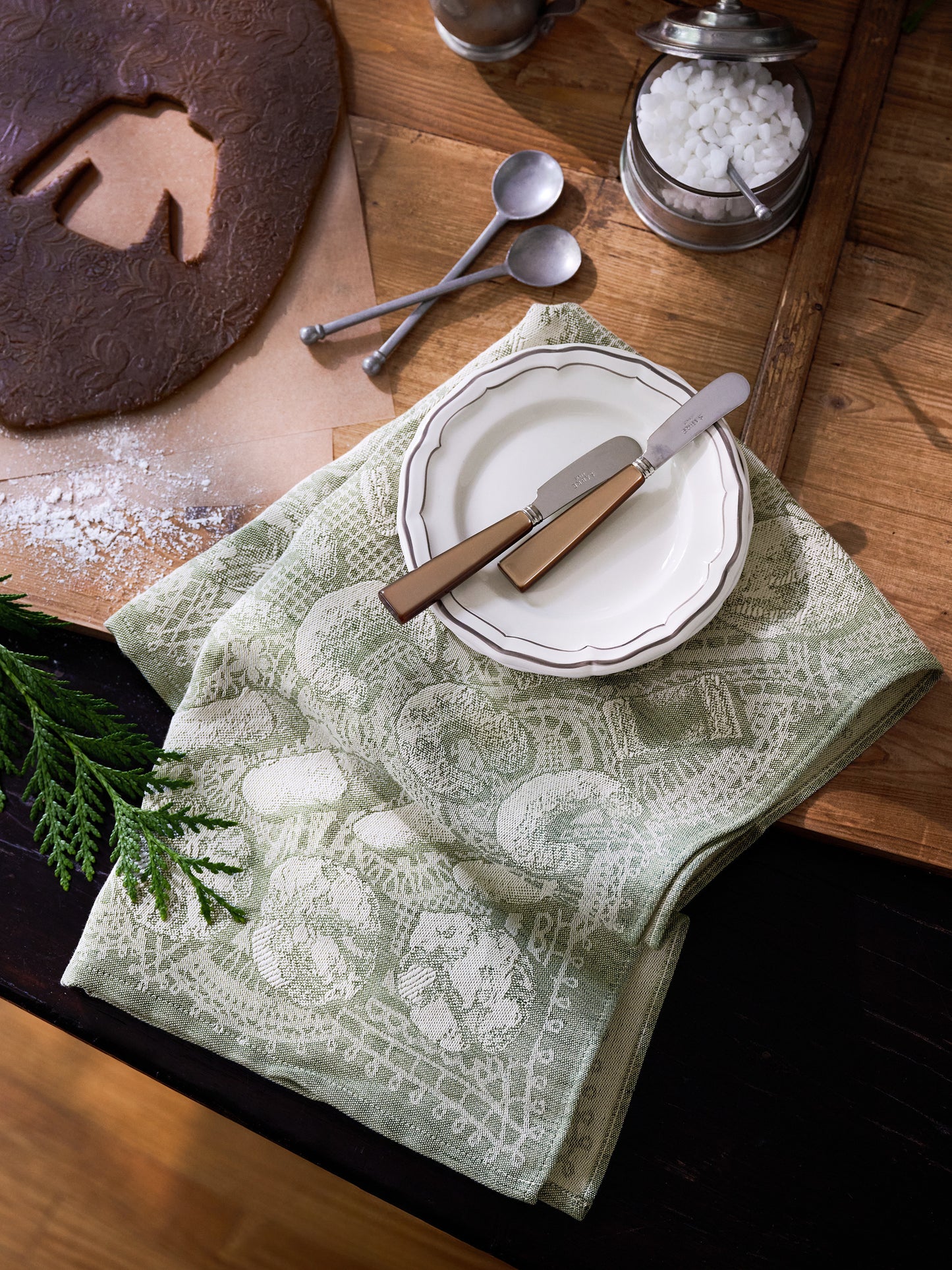 Boulangerie Sage Linen Kitchen Towel Weston Table
