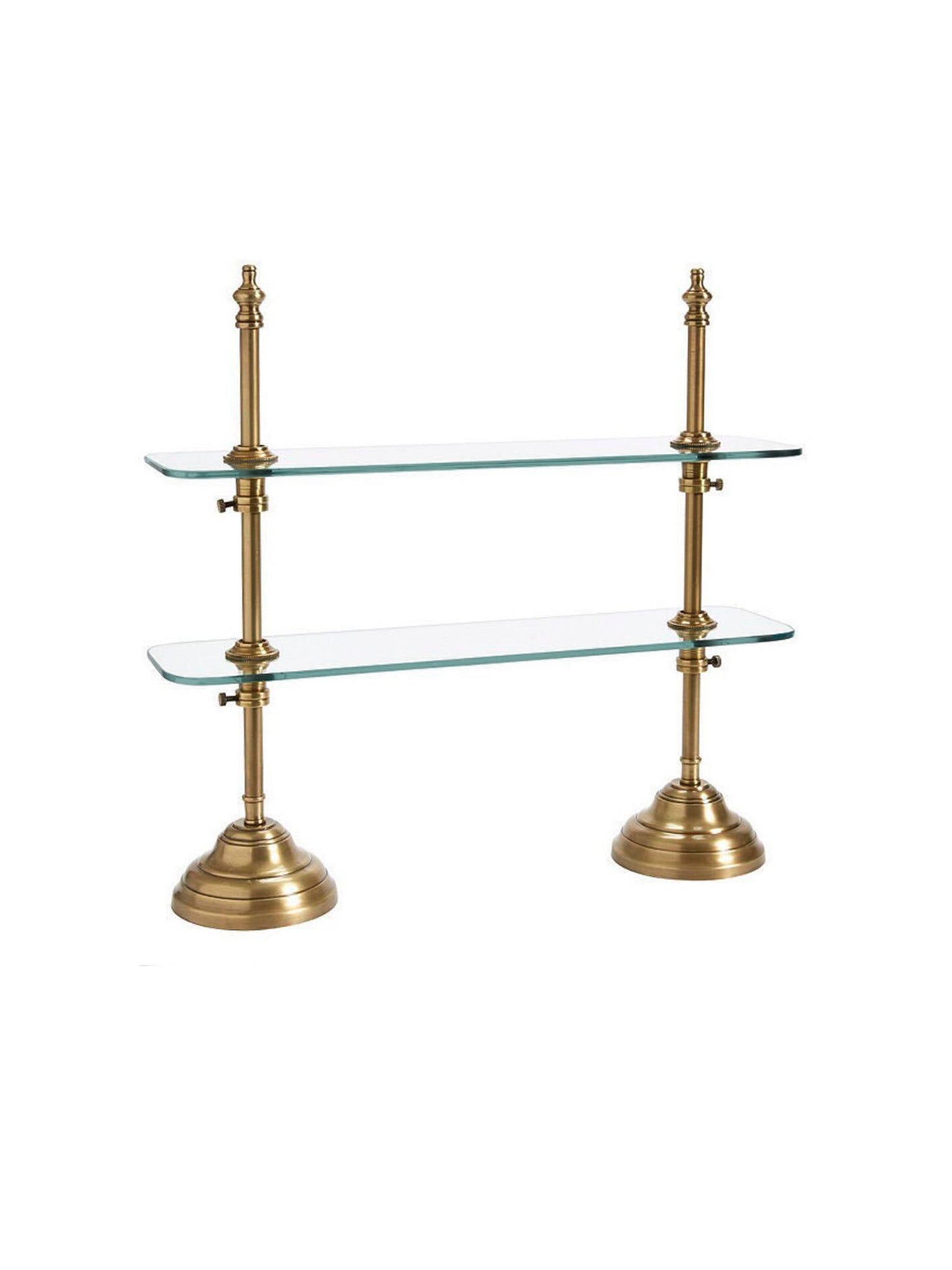 Antique Brass and Glass Two Tier Serving Stand Weston Table