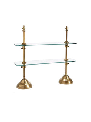  Antique Brass and Glass Two Tier Serving Stand Weston Table 