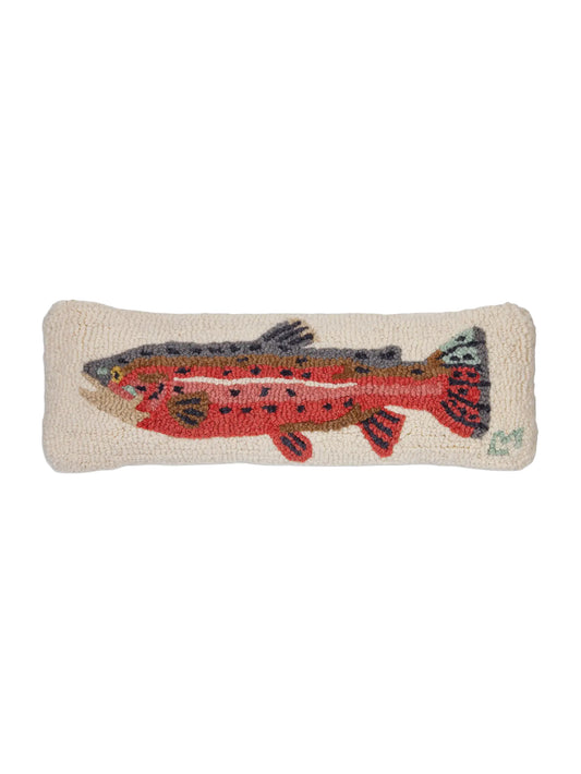 Bright Trout Hooked Wool Pillow Weston Table