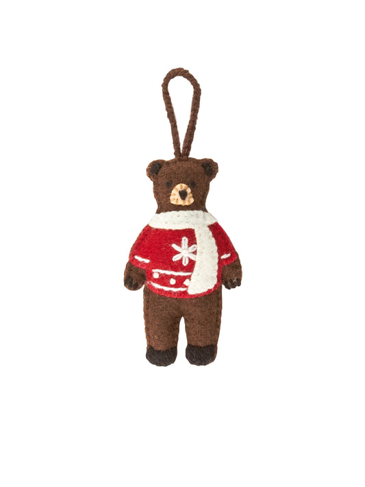 Brown Bear Wool Felt Ornament Weston Table