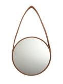 Brown Leather Round Hanging Mirror Medium Weston Table
