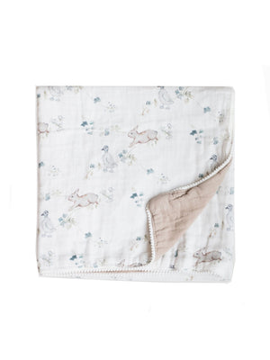  Bunnies and Ducks Organic Cotton Baby Quilt Weston Table-SP 