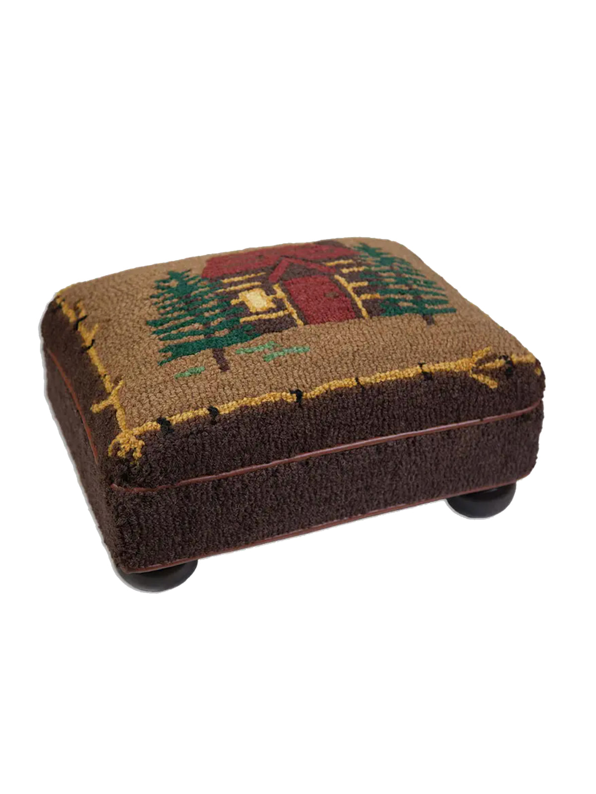 Cabin in the Woods Hooked Wool Foot Stool Weston Table