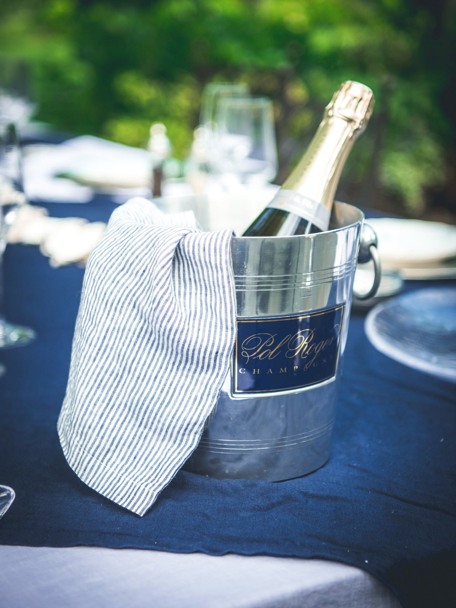 Cape Cod Navy Stripe Linen Napkins Weston Table