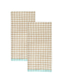 Caravan Gingham Natural and Aqua Towel Set Weston Table